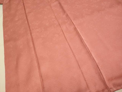 平和屋着物●極上　色無地　福笹を担げば肩に小判地紋　濃い浅緋色　逸品　未使用　DZAB3880kh6