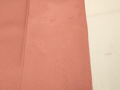 平和屋着物●極上　色無地　福笹を担げば肩に小判地紋　濃い浅緋色　逸品　未使用　DZAB3880kh6