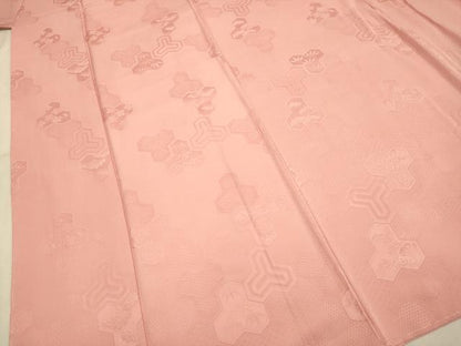 平和屋着物●極上　色無地　松竹梅　毘沙門亀甲地紋　薄紅色　逸品　未使用　DZAB3881kh6