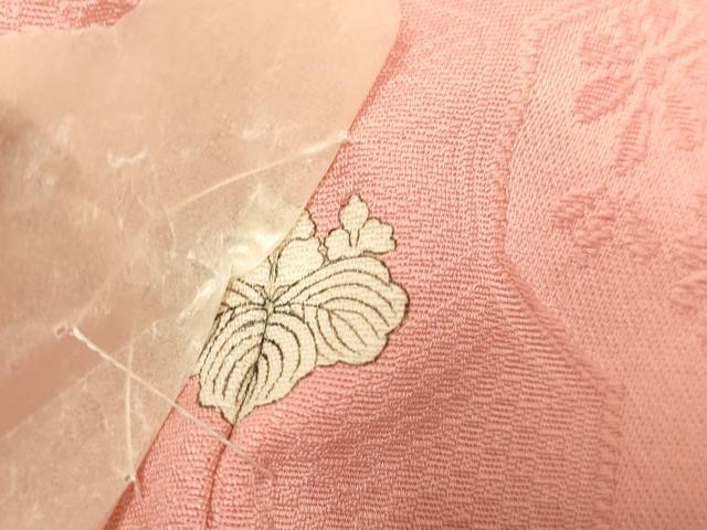 平和屋着物●極上　色無地　松竹梅　毘沙門亀甲地紋　薄紅色　逸品　未使用　DZAB3881kh6