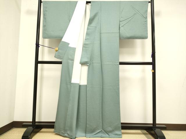 平和屋着物●極上　日本のお笑いタレント　俳優　画家　書家　片岡鶴太郎監修　色無地　深川鼠色　逸品　未使用　DZAB3886kh6
