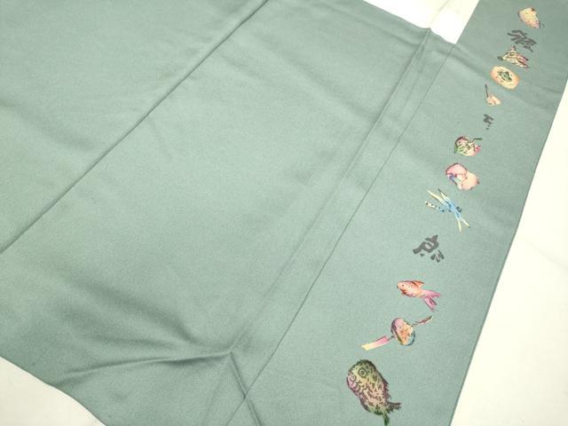 平和屋着物●極上　日本のお笑いタレント　俳優　画家　書家　片岡鶴太郎監修　色無地　深川鼠色　逸品　未使用　DZAB3886kh6