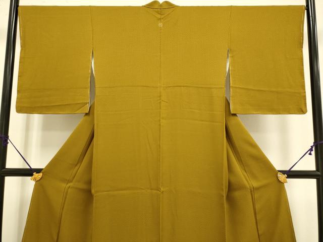 平和屋着物●極上　色無地　菱地紋　濃い山吹色　ロング丈　逸品　未使用　DZAB3889kh6