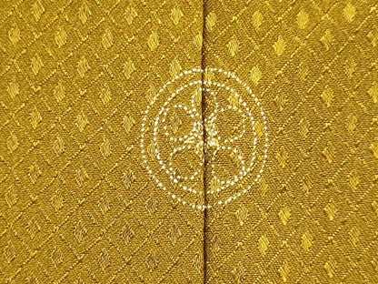 平和屋着物●極上　色無地　菱地紋　濃い山吹色　ロング丈　逸品　未使用　DZAB3889kh6