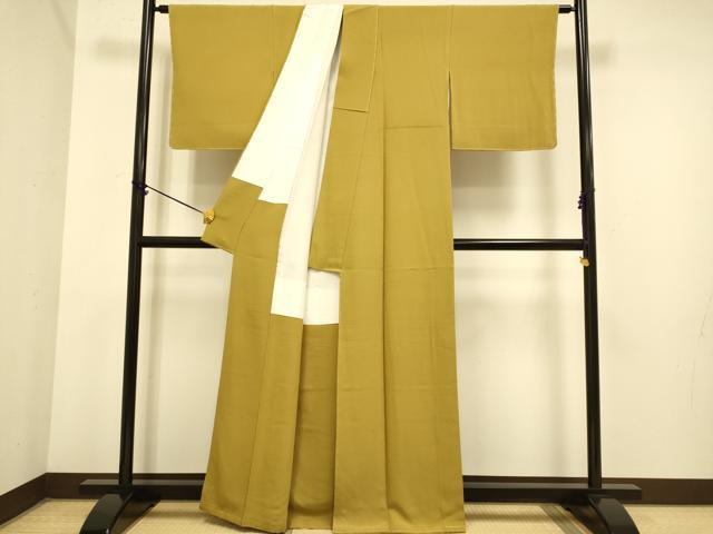 平和屋着物●極上　色無地　濃い黄朽葉色　逸品　未使用　DZAB3890kh6