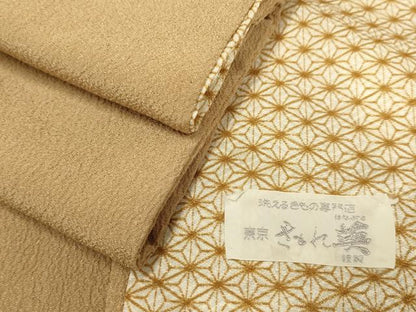平和屋着物●極上　洗える最高級着物　＜英＞はなぶさ謹製　色無地　淡香色　逸品　DZAB3891kh6