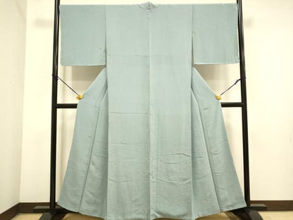 平和屋着物●極上　色無地　濃い灰青色　縮緬地　逸品　未使用　DZAB3895kh6