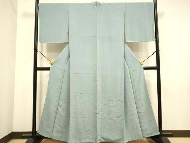 平和屋着物●極上　色無地　濃い灰青色　縮緬地　逸品　未使用　DZAB3895kh6