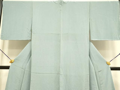 平和屋着物●極上　色無地　濃い灰青色　縮緬地　逸品　未使用　DZAB3895kh6