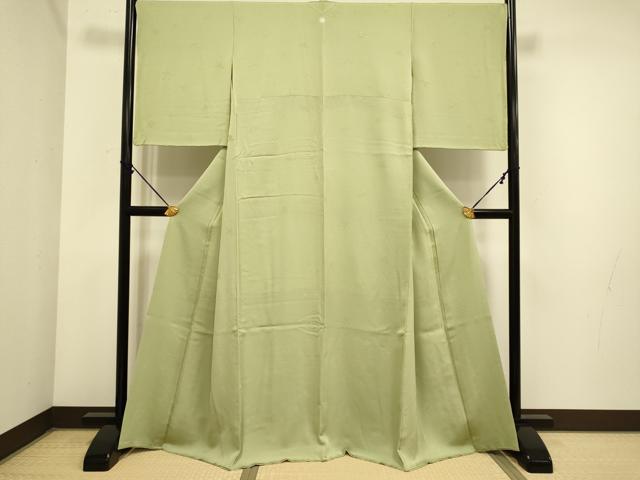 平和屋着物●極上　色無地　花筏地紋　黄海松茶色　逸品　DZAB3896kh6