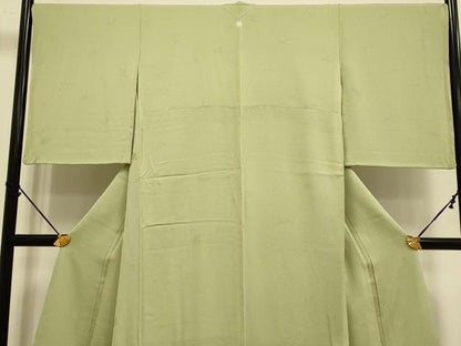 平和屋着物●極上　色無地　花筏地紋　黄海松茶色　逸品　DZAB3896kh6
