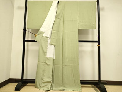 平和屋着物●極上　色無地　花筏地紋　黄海松茶色　逸品　DZAB3896kh6