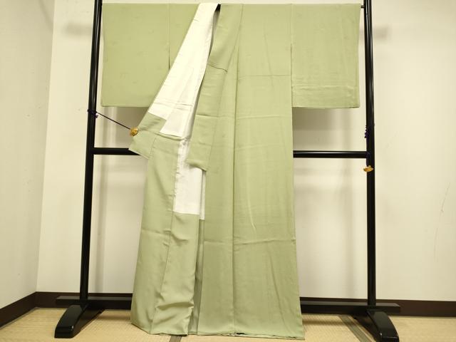 平和屋着物●極上　色無地　花筏地紋　黄海松茶色　逸品　DZAB3896kh6