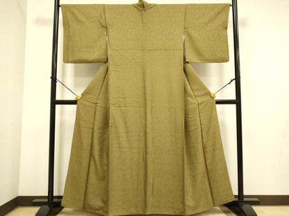 平和屋着物●極上　色無地　花尽くし地紋　濃い路考茶色　逸品　DZAB3897kh6