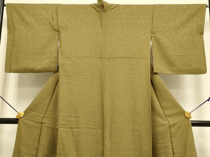 平和屋着物●極上　色無地　花尽くし地紋　濃い路考茶色　逸品　DZAB3897kh6