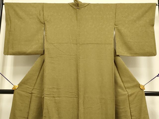 平和屋着物●極上　色無地　花尽くし地紋　濃い路考茶色　逸品　DZAB3897kh6