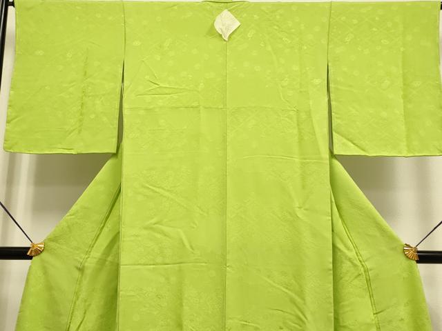 平和屋着物●極上　色無地　菱天井花地紋　青丹色　逸品　未使用　DZAB3898kh6