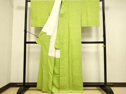 平和屋着物●極上　色無地　菱天井花地紋　青丹色　逸品　未使用　DZAB3898kh6