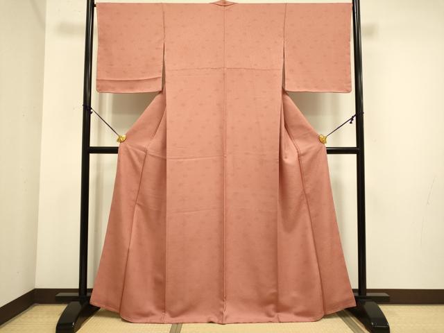 平和屋着物●極上　色無地　花唐草地紋　真赭色　逸品　未使用　DZAB4468kh6