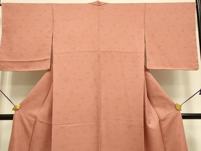 平和屋着物●極上　色無地　花唐草地紋　真赭色　逸品　未使用　DZAB4468kh6