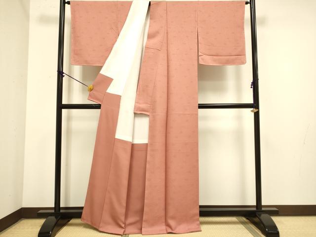 平和屋着物●極上　色無地　花唐草地紋　真赭色　逸品　未使用　DZAB4468kh6