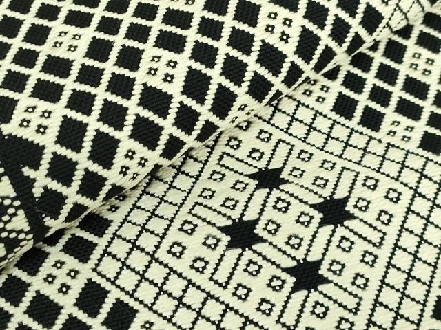 平和屋本店●極上 八寸名古屋帯 こぎん刺し 菱 黒地 逸品 DZAB3911kh6