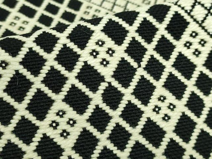 平和屋本店●極上 八寸名古屋帯 こぎん刺し 菱 黒地 逸品 DZAB3911kh6