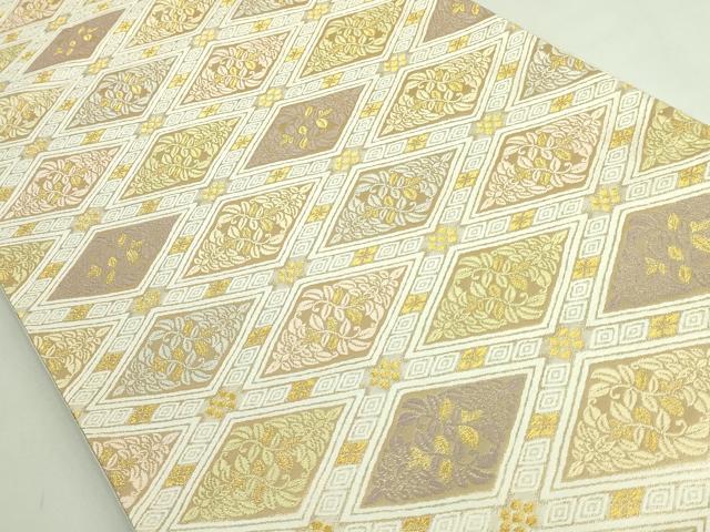 平和屋着物●極上　西陣　河合美術織物謹製　六通柄袋帯　唐織　格天井菱文　金糸　逸品　DZAB3917kh6
