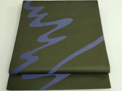 平和屋着物●極上　世界的人形師　辻村寿三郎　ジュサブロー　六通柄袋帯　流水文　黒緑色地　逸品　DZAB3927kh6