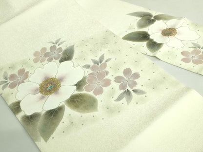 平和屋着物●希少　清次郎　手描き　九寸名古屋帯　舞花文　金彩　逸品　DZAB3929kh6