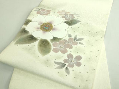 平和屋着物●希少　清次郎　手描き　九寸名古屋帯　舞花文　金彩　逸品　DZAB3929kh6