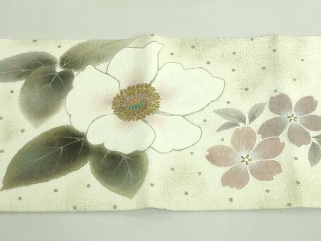 平和屋着物●希少　清次郎　手描き　九寸名古屋帯　舞花文　金彩　逸品　DZAB3929kh6