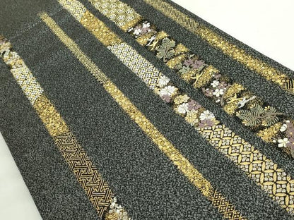 平和屋着物●極上　西陣の名門　加納幸謹製　六通柄袋帯　唐織　吉祥花鳥文　金糸　逸品　DZAB3941kh6
