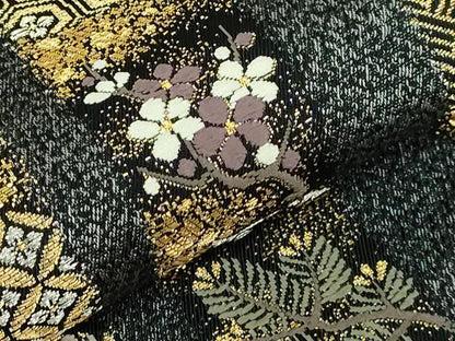 平和屋着物●極上　西陣の名門　加納幸謹製　六通柄袋帯　唐織　吉祥花鳥文　金糸　逸品　DZAB3941kh6