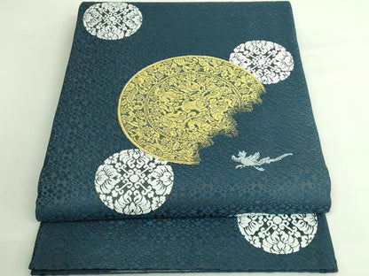 平和屋着物●極上　皇室・伊勢神宮御用　御御帯　山口美術織物　山口弘躬　六通柄袋帯　唐織　小葵地葡萄鏡文　金糸　逸品　DZAB3944kh6