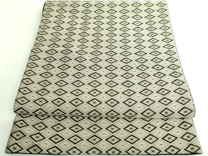 平和屋着物●極上　撫松庵　六通柄袋帯　菱　黒地　逸品　DZAB3945kh6