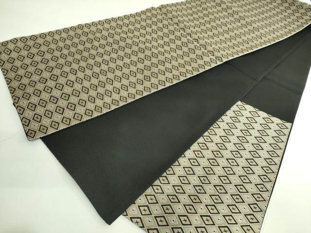 平和屋着物●極上　撫松庵　六通柄袋帯　菱　黒地　逸品　DZAB3945kh6