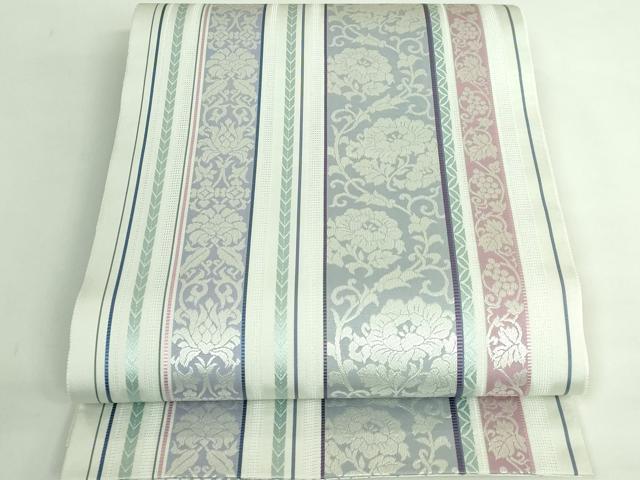 平和屋本店●極上　本場筑前博多織　両面　全通柄袋帯　更紗花間道　逸品　未使用　DZAB3951kh6