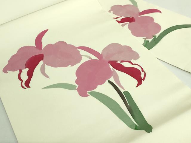 平和屋着物●極上　日展染色作家　高久空木　ろうけつ染　塩瀬　九寸名古屋帯　杜若　逸品　DZAB3957kh6