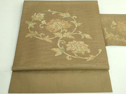 平和屋着物●極上　九寸名古屋帯　更紗花文　金糸　ゑり善扱い　逸品　DZAB3960kh6