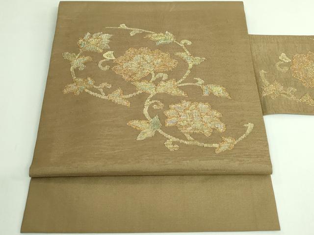 平和屋着物●極上　九寸名古屋帯　更紗花文　金糸　ゑり善扱い　逸品　DZAB3960kh6