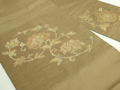 平和屋着物●極上　九寸名古屋帯　更紗花文　金糸　ゑり善扱い　逸品　DZAB3960kh6
