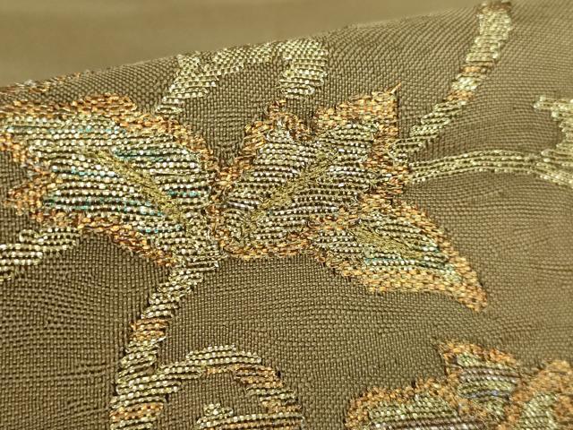 平和屋着物●極上　九寸名古屋帯　更紗花文　金糸　ゑり善扱い　逸品　DZAB3960kh6