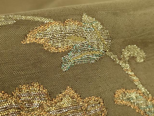 平和屋着物●極上　九寸名古屋帯　更紗花文　金糸　ゑり善扱い　逸品　DZAB3960kh6