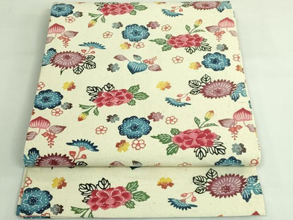 平和屋着物●極上　本場琉球紅型　九寸開き名古屋帯　紬地　舞花文　逸品　DZAB3967kh6