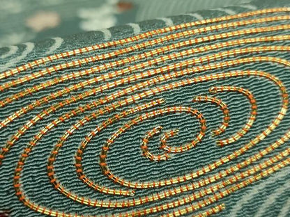平和屋本店●極上　九寸名古屋帯　駒刺繍　流水花文　金糸　鬼しぼ縮緬　逸品　DZAB3972kh6