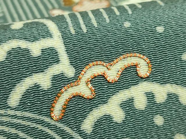 平和屋本店●極上　九寸名古屋帯　駒刺繍　流水花文　金糸　鬼しぼ縮緬　逸品　DZAB3972kh6