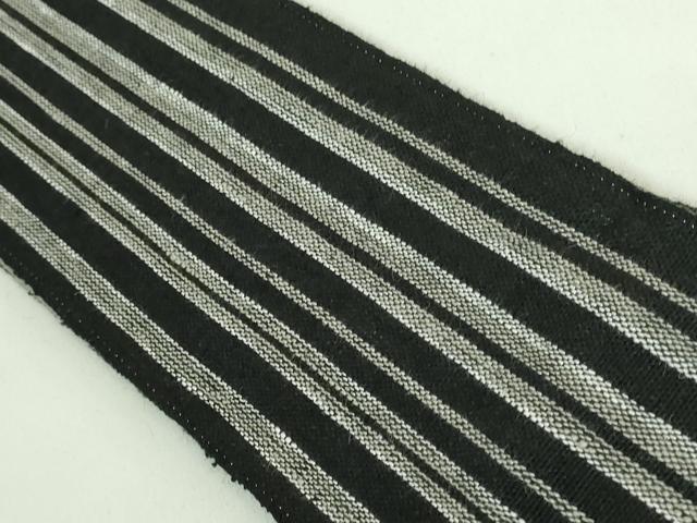 平和屋着物●極上　男性　角帯　縞　綿　黒地　逸品　DZAB3980kh6