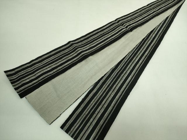 平和屋着物●極上　男性　角帯　縞　綿　黒地　逸品　DZAB3980kh6