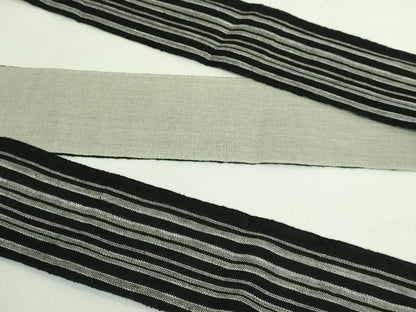 平和屋着物●極上　男性　角帯　縞　綿　黒地　逸品　DZAB3980kh6